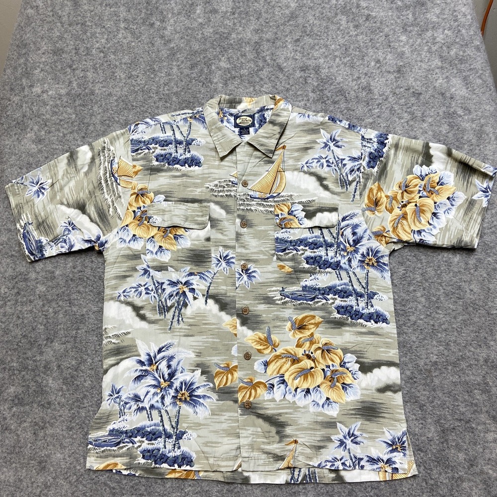 Tommy Bahama Men's Hawaiian Shirt Floral Button Up Short Sleeve Medium